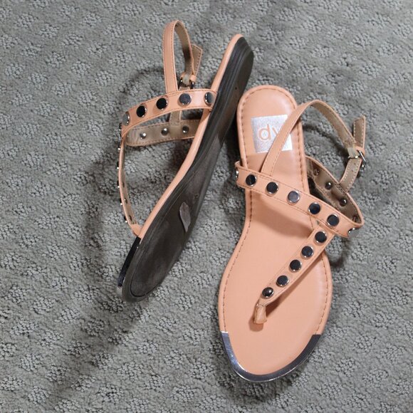 Dolce Vita Womens Sz 8 Leelo Pale Peach Studded Slingback Sandals - Picture 1 of 6